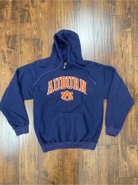 AUBURN UNIVERSITY Hoodie Sweatshirt Genuine Stuff Embroidered Blue Size Medium